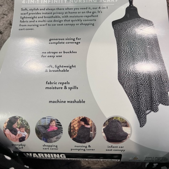 4-in-1 Nursing Scarf; black and white dots; see description for wearable options - Picture 2 of 4